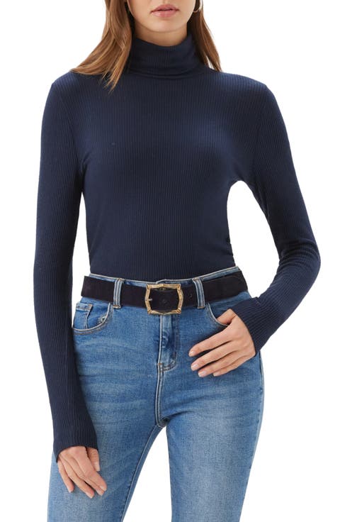 Ribbed Turtleneck Top