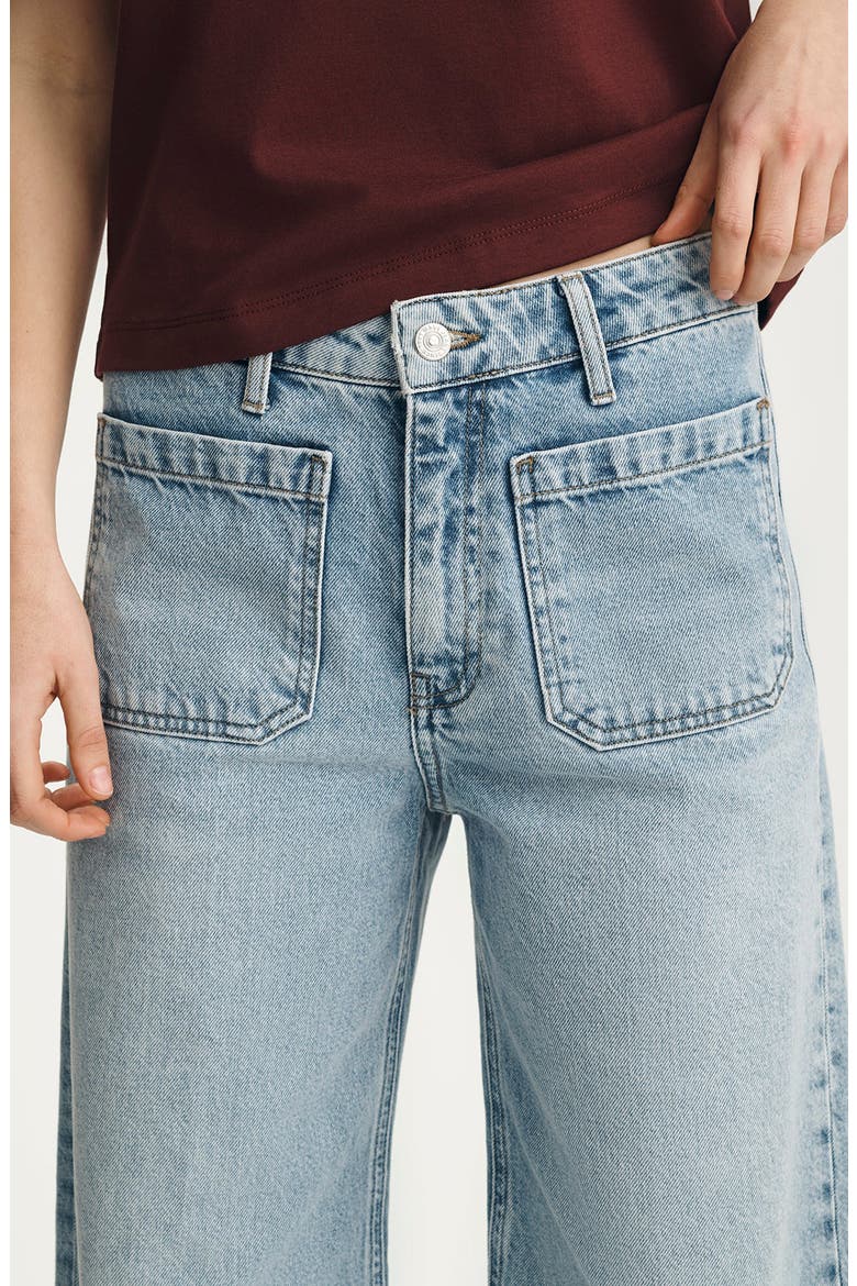 Christine Patch Pocket Wide Leg Jeans, Alternate, color, LIGHT CLASSIC DENIM