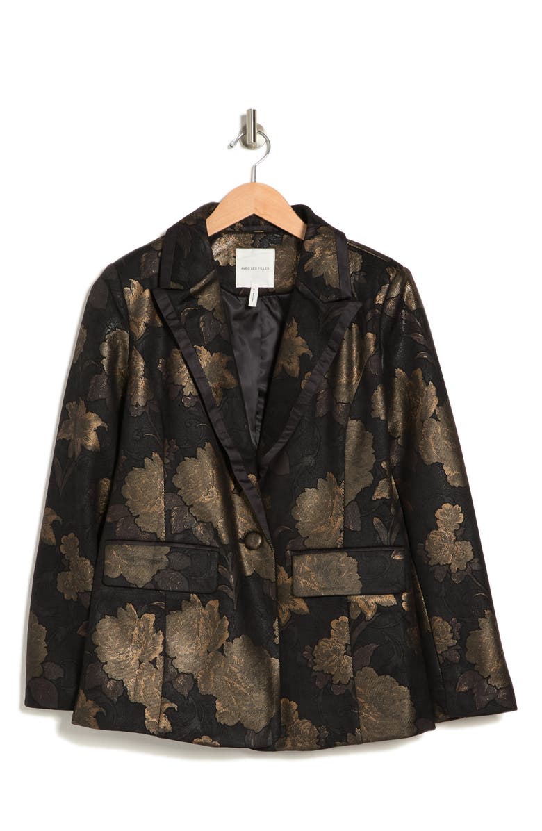 Avec Les Filles Floral Jacquard Tuxedo Jacket, Alternate, color,
