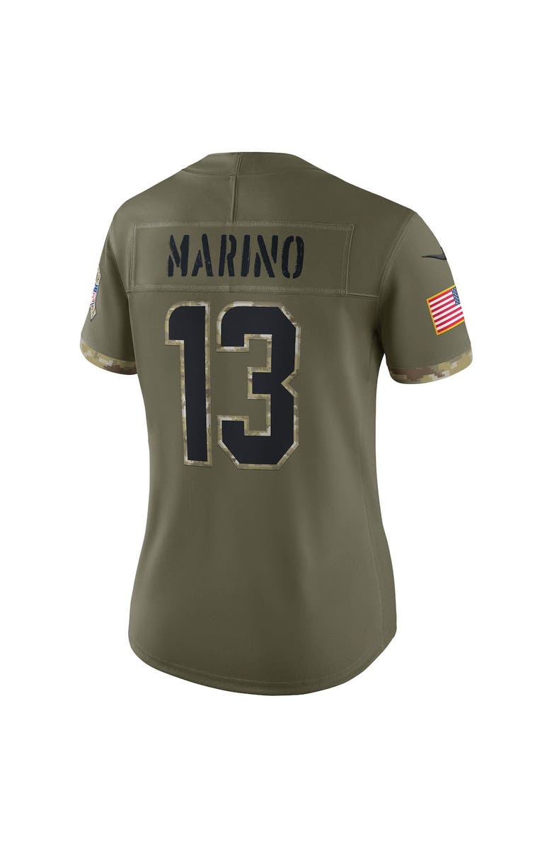 Nike Women's Nike Dan Marino Olive Miami Dolphins 2022 Salute To Service Retired Player Limited Jersey, Alternate, color,