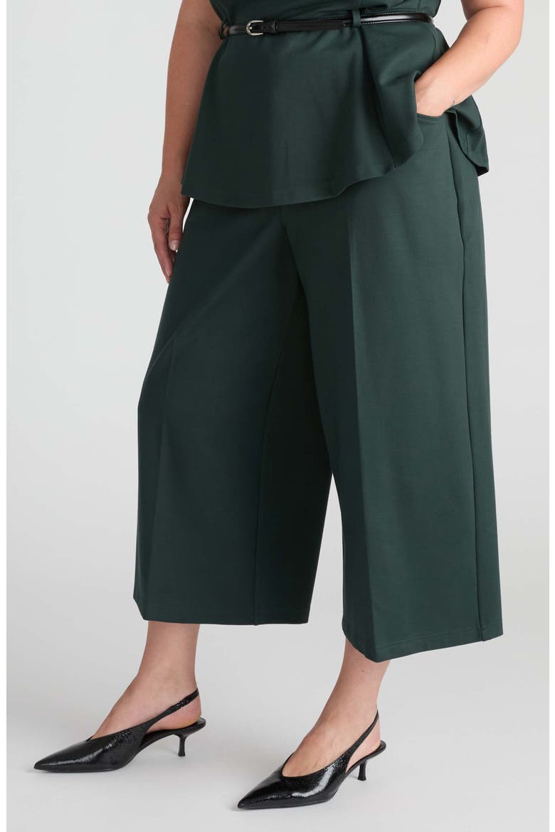 Wide Leg Ponte Crop Pants, Alternate, color, GREEN GEMSTONE