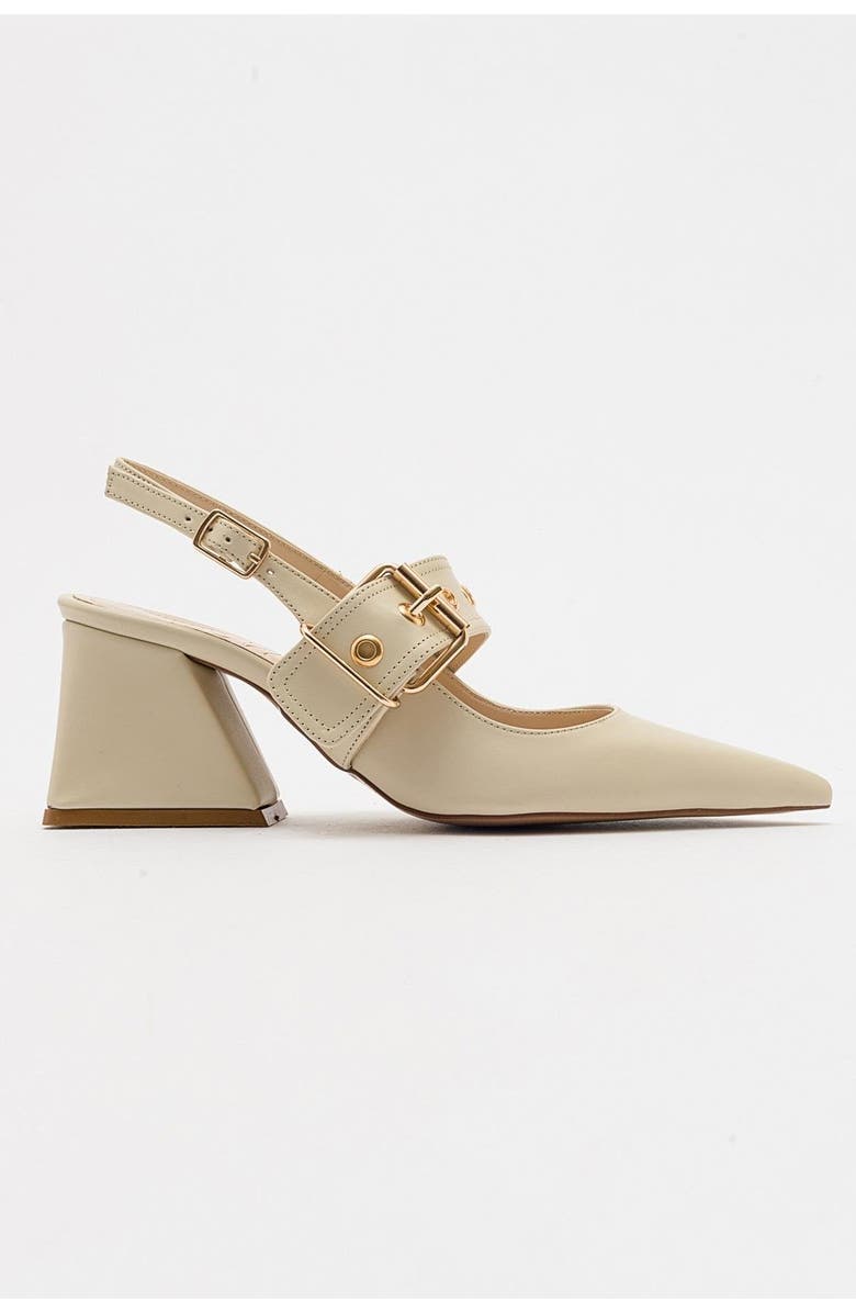Prologue Shoes Nepido Pointed Toe Block Heel Pump, Alternate, color, Off-White