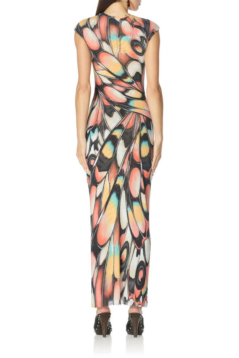 Mylo Print Mesh Maxi Dress, Alternate, color, BRANDY BUTTERFLY