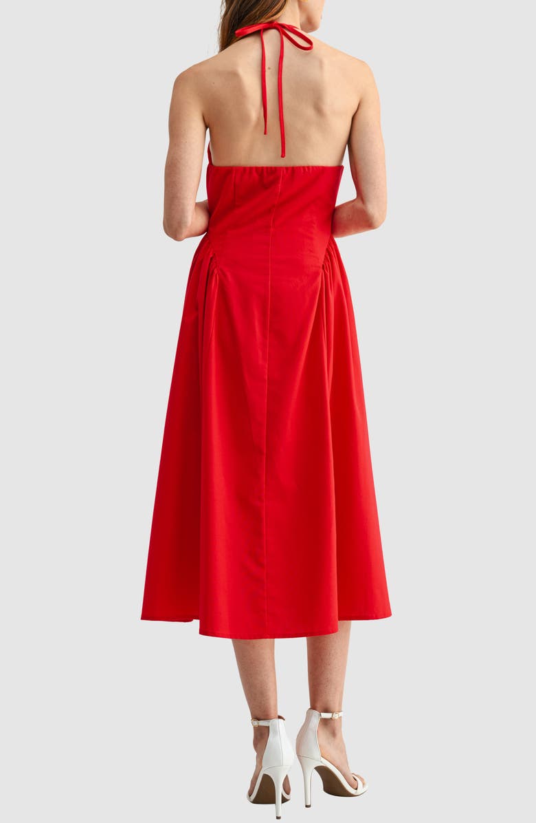 All in Favor Halter Button Front Midi Dress, Alternate, color, Red