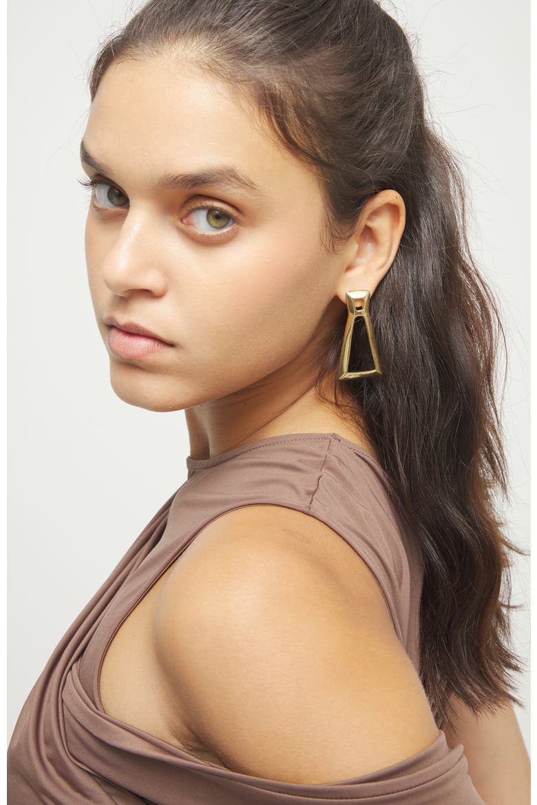 Gold-tone Sculptural Drop Earrings, Alternate, color, Gold