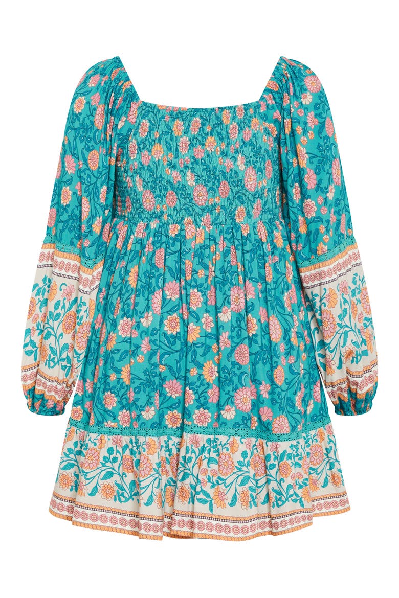Aurora Long Sleeve Tiered Minidress, Alternate, color, TURQUOISE