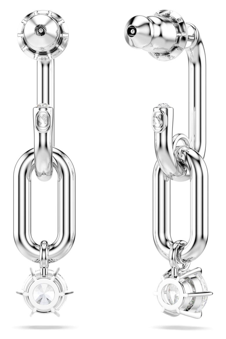 Constella Crystal Drop Earrings, Alternate, color, RHODIUM/ WHITE