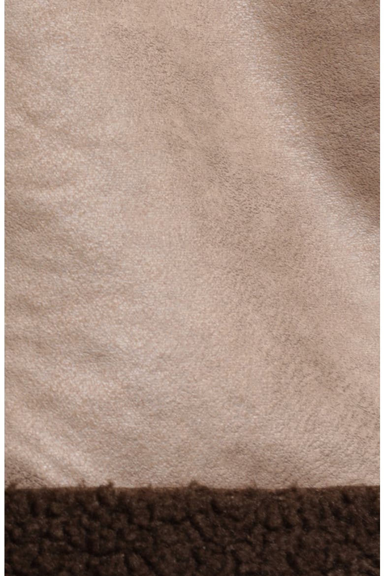 Women's Fleece Trim Faux Leather Bomber Jacket, Alternate, color, LIGHT BROW