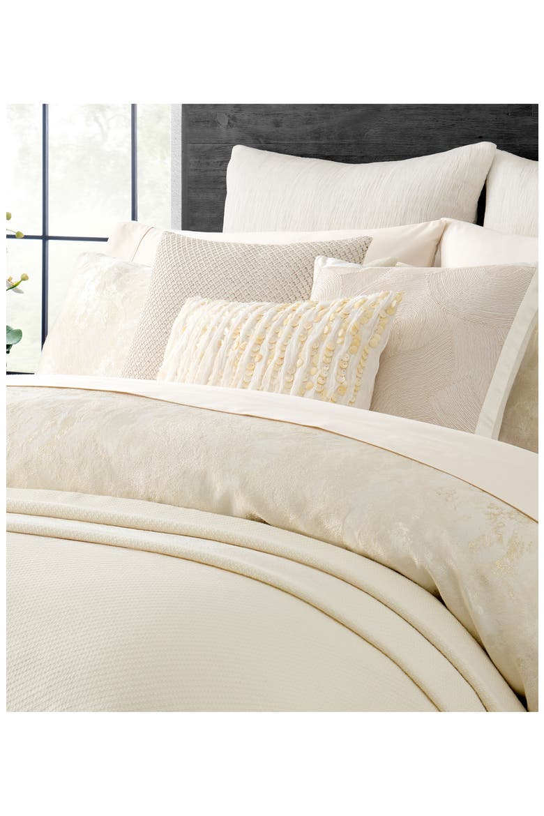 Beaded Netting Cotton & Linen Accent Pillow, Alternate, color, IVORY