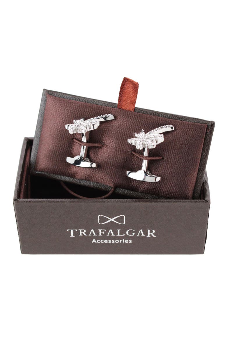 The Palm Court Palm Tree Cufflinks, Alternate, color, Silver