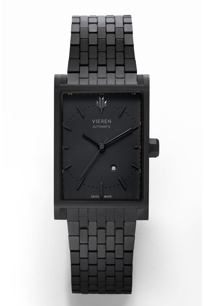Matte Black Swiss Automatic Watch, Main, color, Black