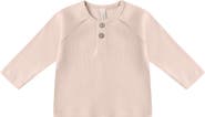 QUINCY MAE Ribbed Organic Cotton Henley Top