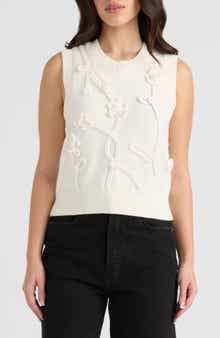 NVLT Sleeveless Floral Appliqué Sweater