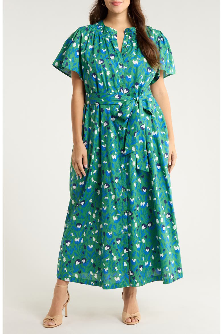 Laury Floral Print Belted Dress, Main, color, KELLY-MULTI