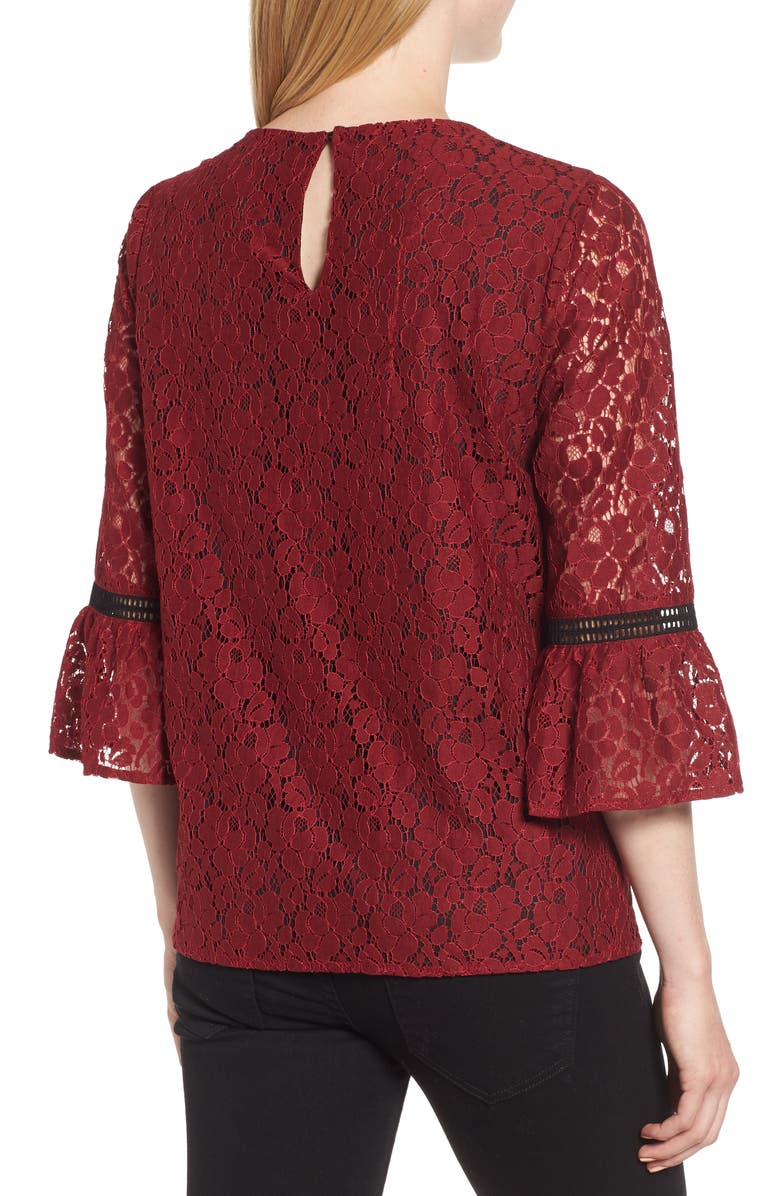 GIBSONLOOK Gibson x Glam Squad Erin Allover Lace Bell Sleeve Top, Alternate, color,