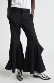 Comme des Garçons Paneled Wool Gabardine Flare Leg Pants