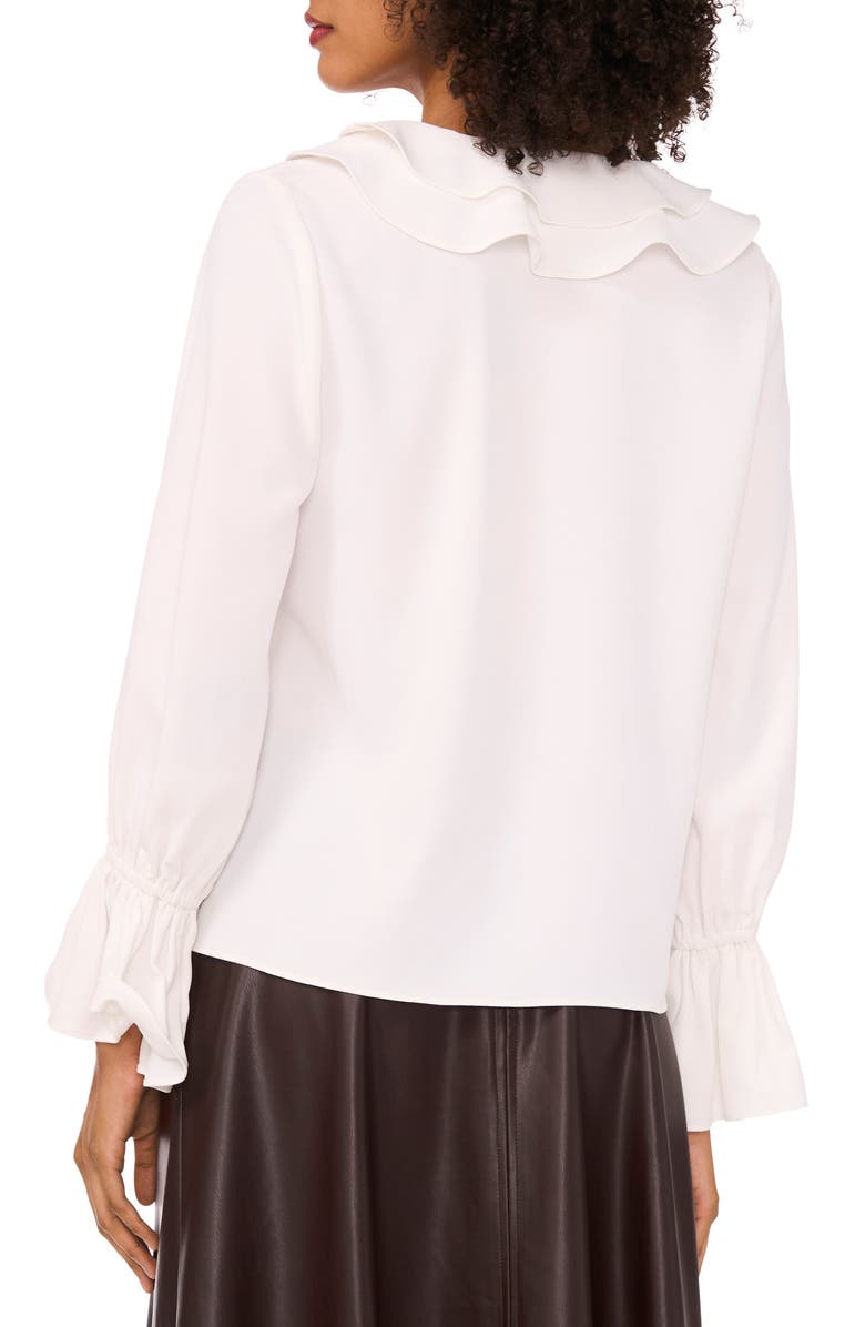Vince Camuto Double Ruffle Bell Sleeve Top, Alternate, color, New Ivory
