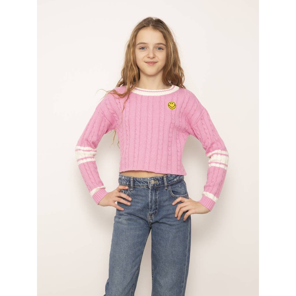Central Park West Iva Varsity Cable Crew In Baby Pink