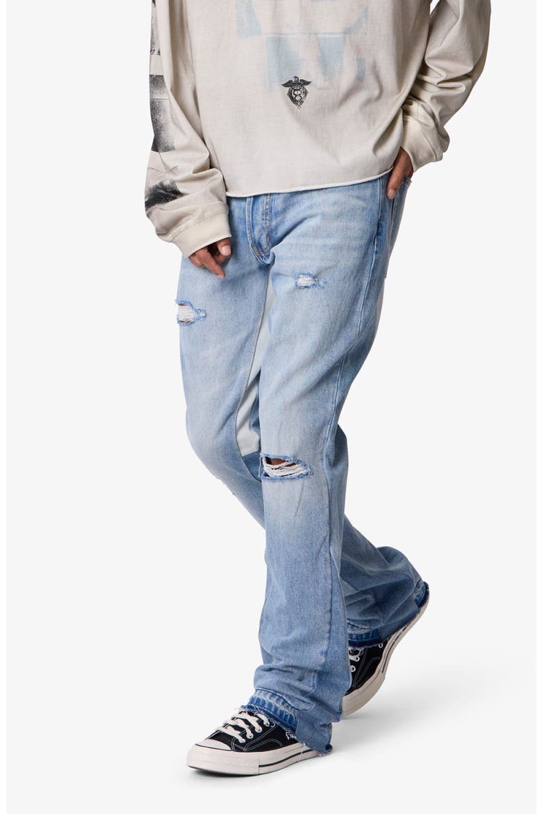 B484 Distressed Flare Jeans, Alternate, color, LIGHT BLUE
