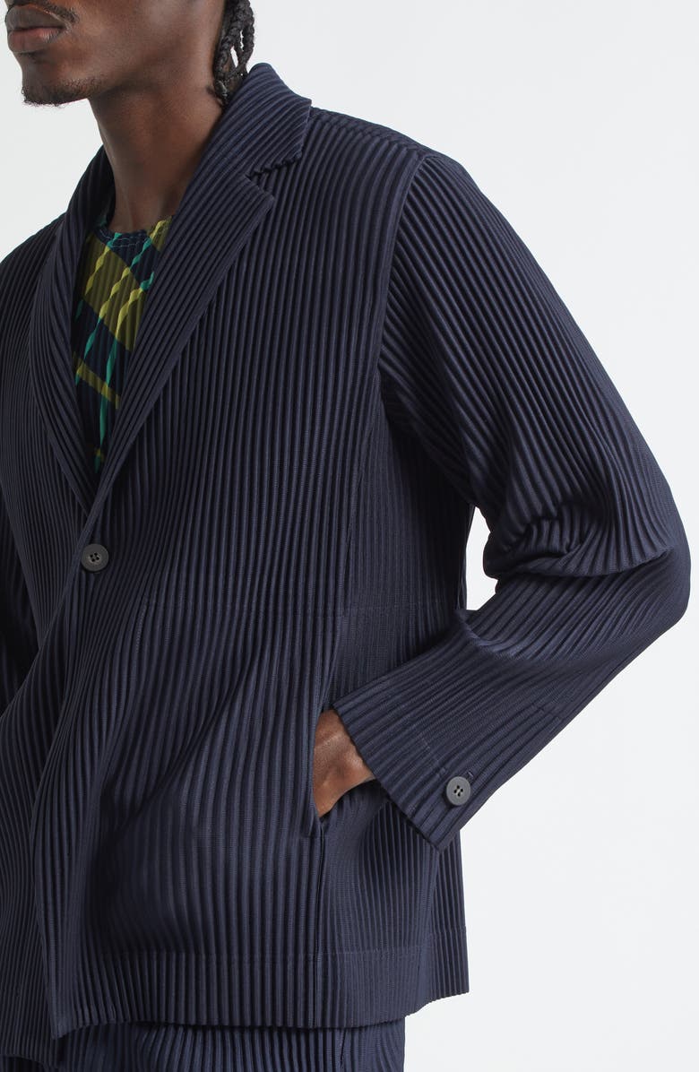 Homme Plissé Issey Miyake Basics Pleated Single Breasted Blazer, Alternate, color, Navy