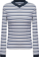 Positive Striped Overlap V-Neck Contrast Cuff Top
