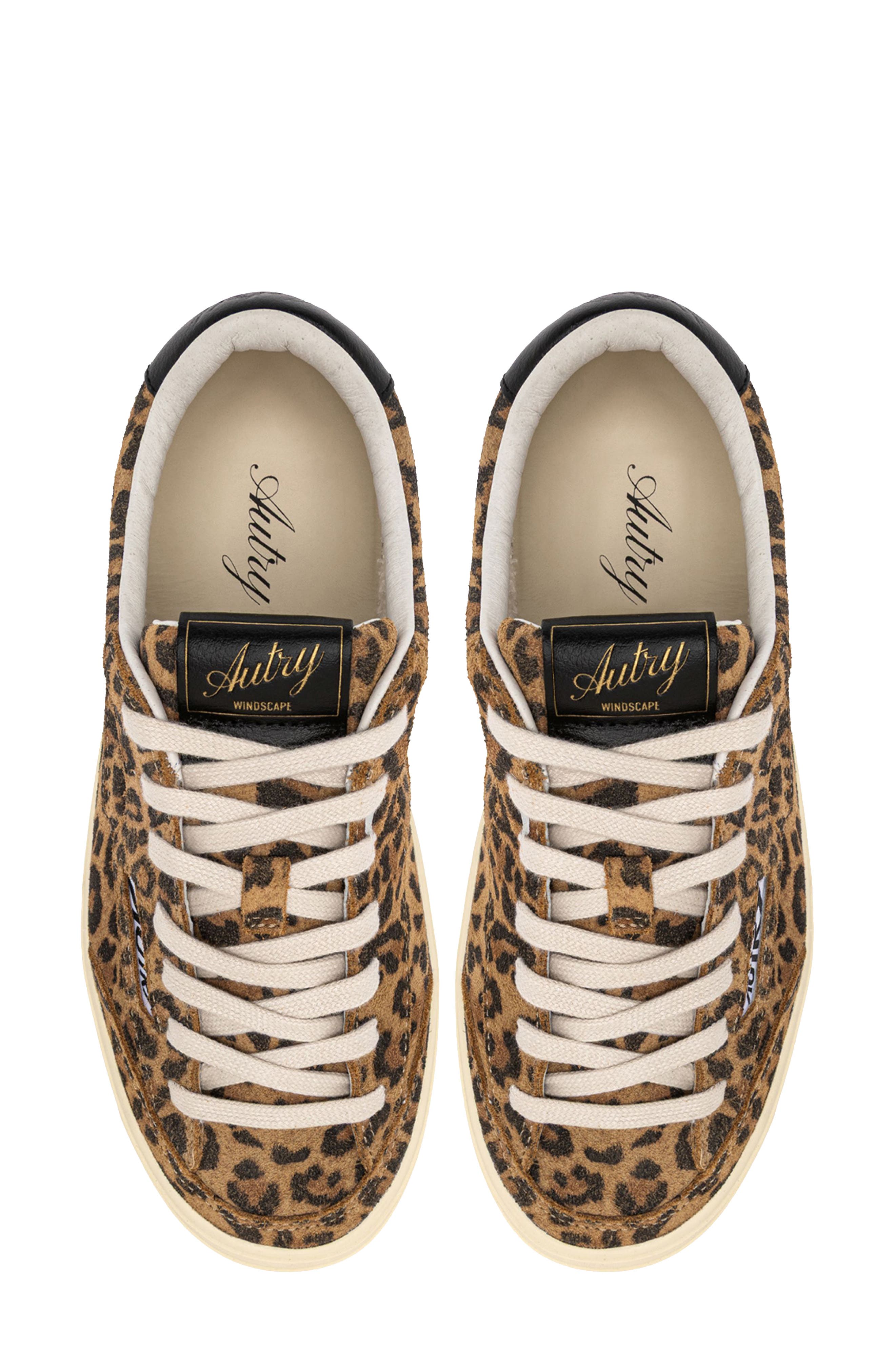 Windscape Low Leather Sneaker, Alternate, color, LEOPARD