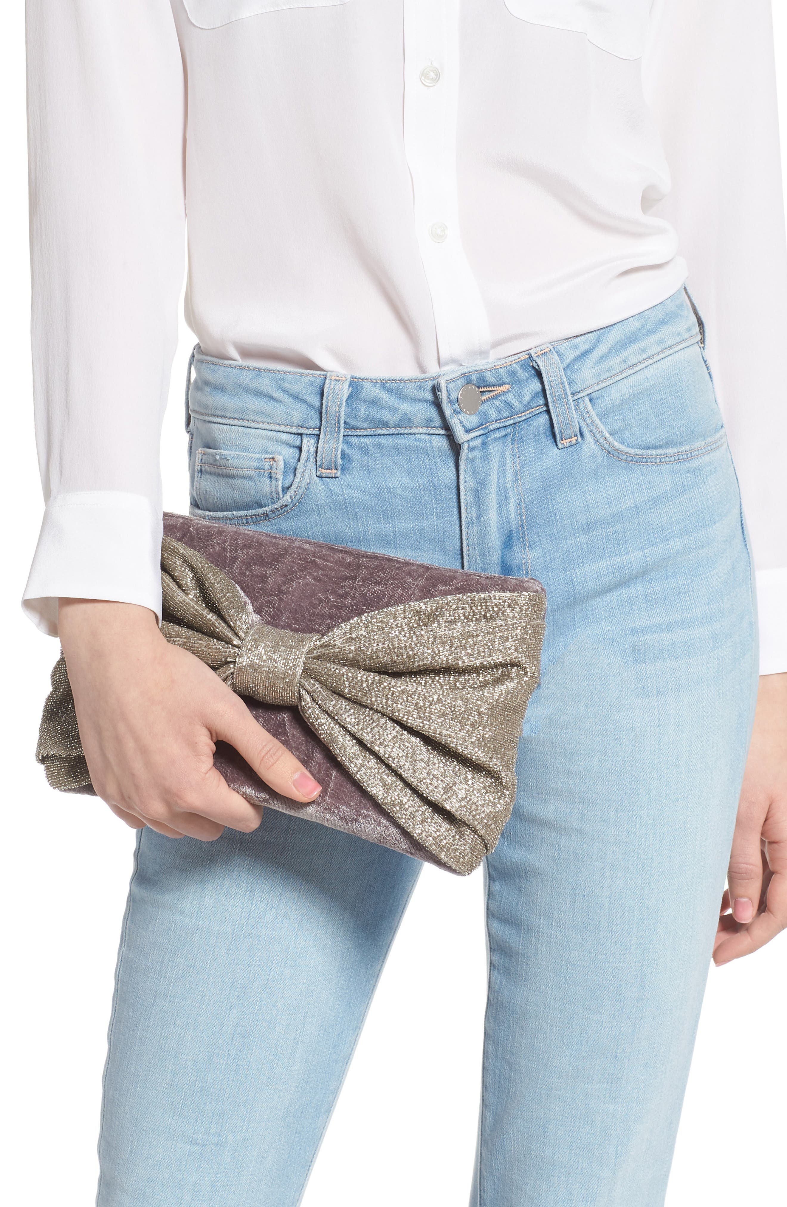 Rachel Parcell Bow Clutch, Alternate, color, 