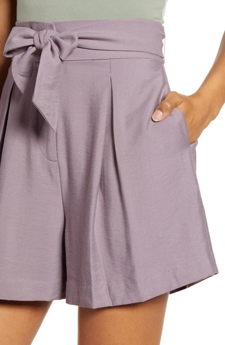 Leith Tie Belt Hammered Shorts, Alternate, color,