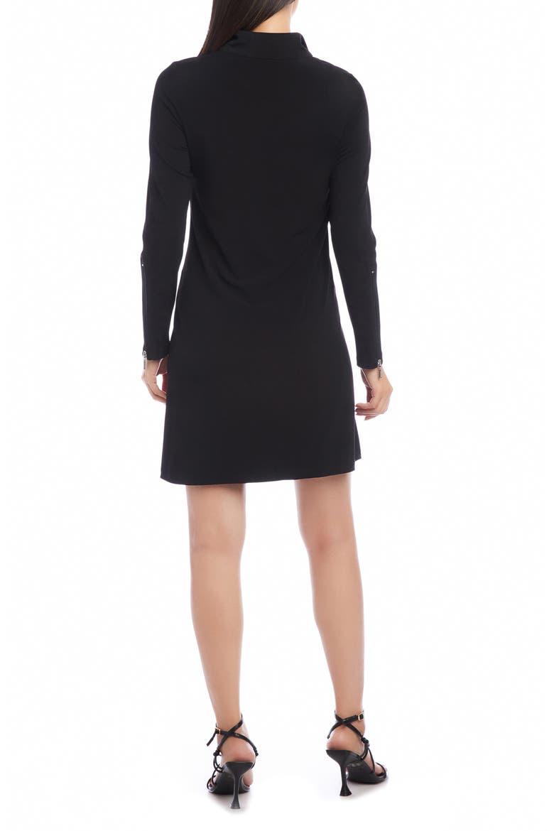 Quarter Zip A-Line Travel Jersey Dress, Alternate, color, BLACK