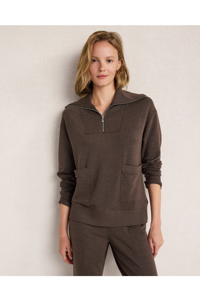 Fleece Half-Zip Pullover, Main, color, Coconut Shell Hthr