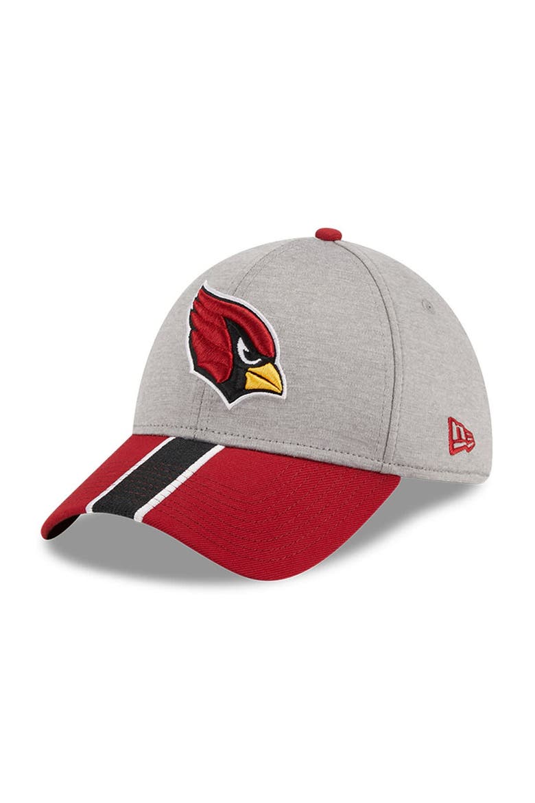 Men's New Era Heather Gray/Cardinal Arizona Cardinals Striped 39THIRTY Flex Hat, Main, color, Heather Gray
