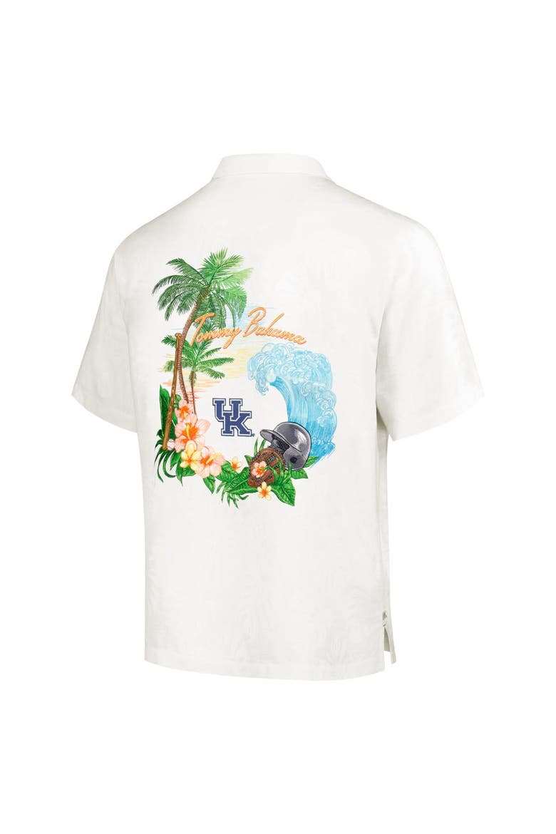 Men's Tommy Bahama Cream Kentucky Wildcats Castaway Game Camp Button-Up Shirt, Alternate, color, Cream