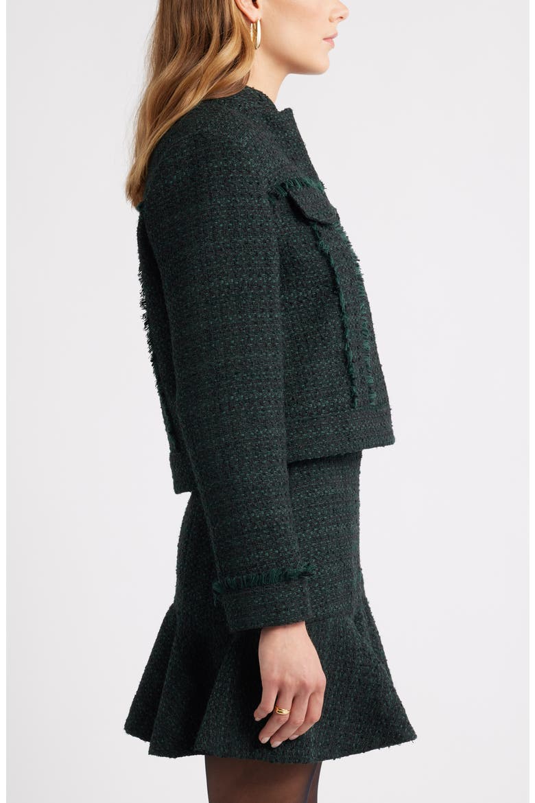 Tweed Bouclé Jacket, Alternate, color, GREEN- BLACK