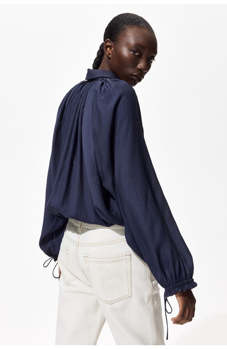 H&M Oversized drawstring-detail shirt, Alternate, color, Navy Blue