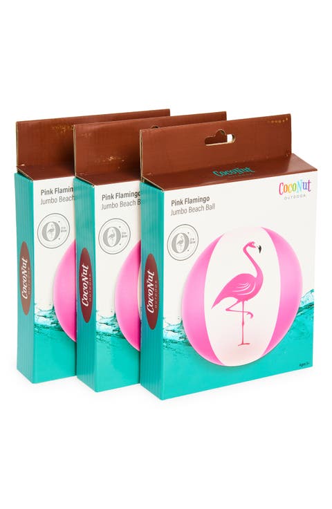 3-Pack Jumbo Pink Flamingo Beach Balls