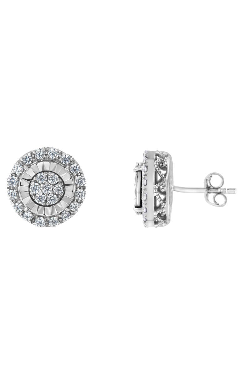 Haus of Brilliance Silver Diamond Cluster Earrings, Alternate, color, White