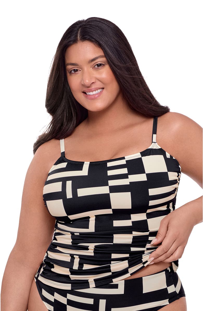S3 Classic Shirred Front Tankini Top, Alternate, color, Off Grid