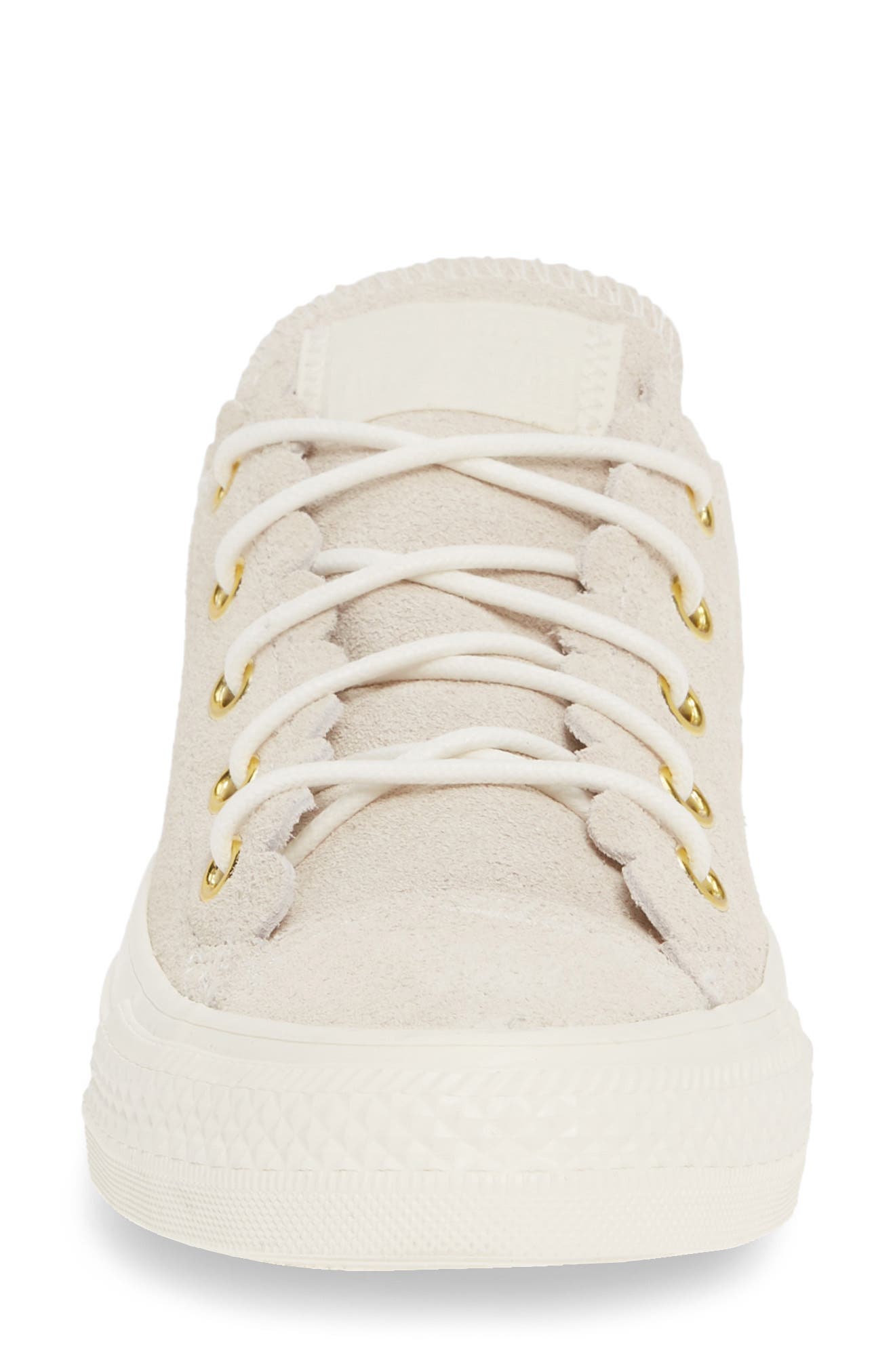 Converse Chuck Taylor<sup>®</sup> All Star<sup>®</sup> Scallop Low Top Leather Sneaker, Alternate, color, 