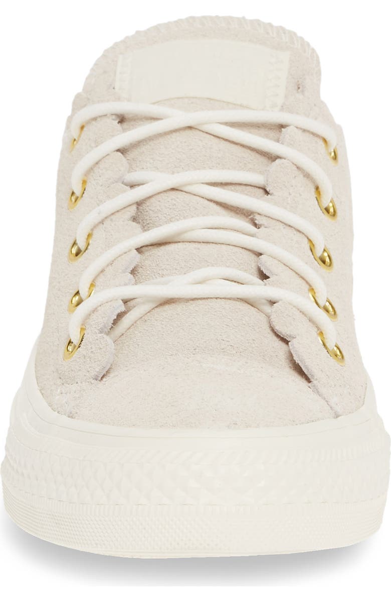 Converse Chuck Taylor<sup>®</sup> All Star<sup>®</sup> Scallop Low Top Leather Sneaker, Alternate, color,