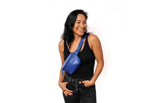 Kibou Wallet Bag Vegan Leather Crossbody Fanny Pack In Cobalt Blue