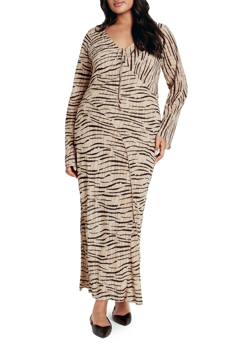 Anthea Animal Long Sleeve Maxi Dress, Main, color, PRINT