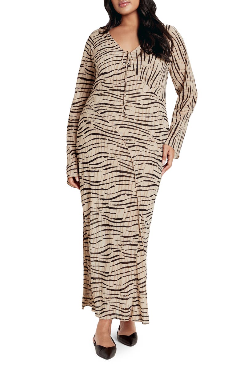 City Chic Anthea Animal Long Sleeve Maxi Dress, Main, color, Print