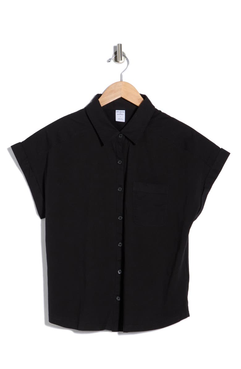 Melrose and Market Mixed Media Button-Up Shirt, Main, color, 