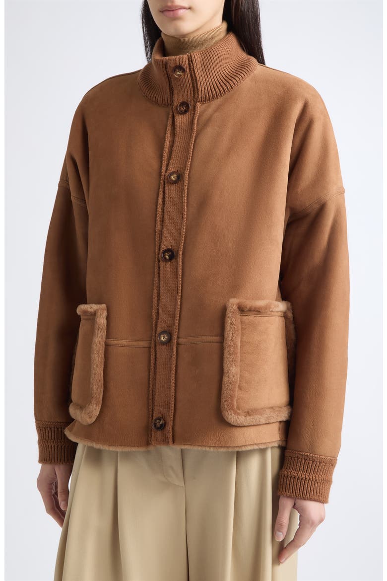 Reversible Genuine Shearling Bomber Jacket, Alternate, color, VICUNA
