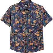 Quiksilver Kids' Heatmap Palm Classic Short Sleeve Cotton Button-Up Shirt