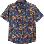 Quiksilver Kids' Heatmap Palm Classic Short Sleeve Cotton Button-Up Shirt