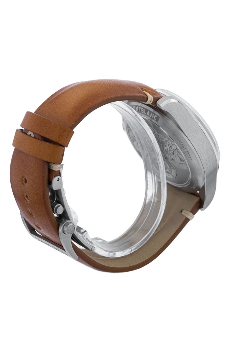 Watchfinder & Co. Montblance Preowned 2024 1858 Leather Strap Chronograph Watch, 42mm, Alternate, color, 