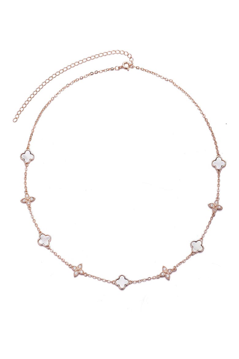 Mother of Pearl Station Necklace, Alternate, color, WHITE