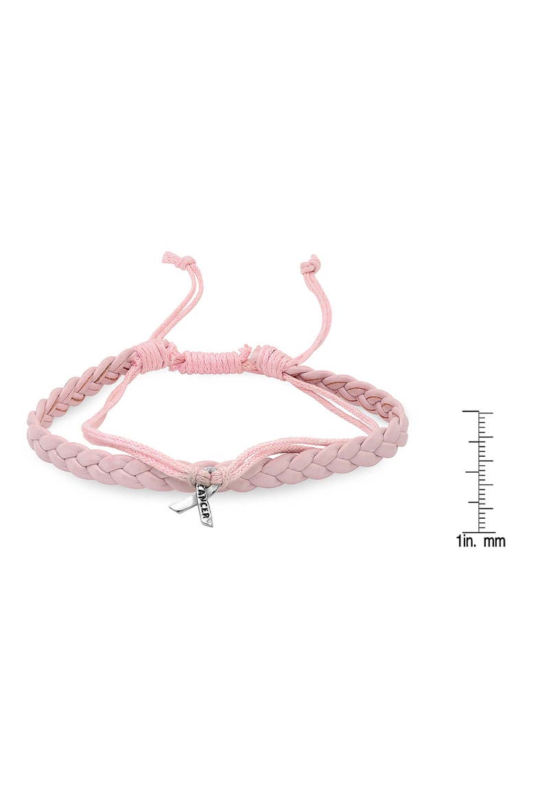 Braided Leather & Cord Charm Bracelet, Alternate, color, PINK