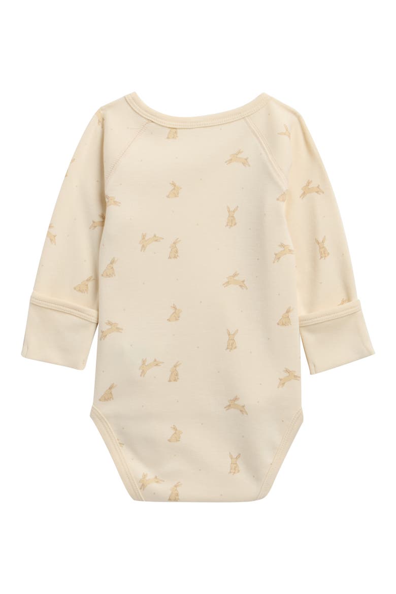Bunny Print Long Sleeve Bodysuit, Alternate, color, NATURAL